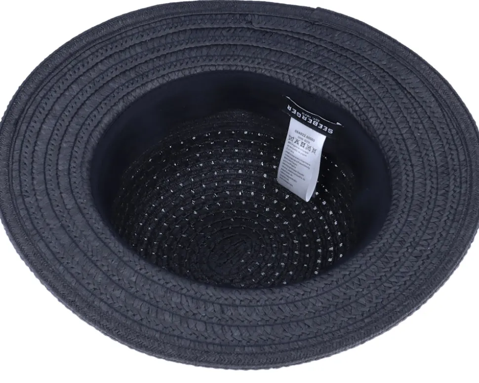 Cloche In Braid Mix Black Bucket Straw Hat - Seeberger