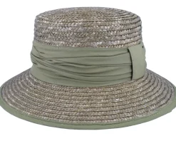 Cloche In Straw Braid Olive Straw Hat - Seeberger