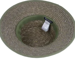 Cloche In Straw Braid Olive Straw Hat - Seeberger