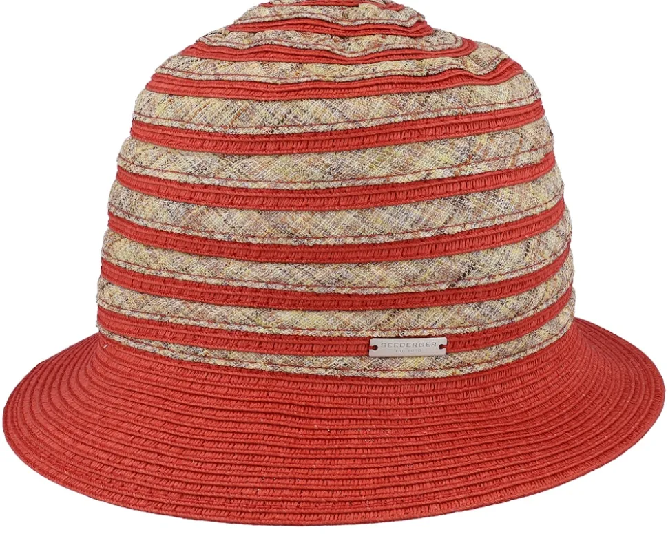 Cloche In Stripy Design Terracotta-Linen Bucket - Seeberger