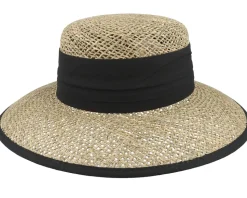 Cloche Seagras Natural/Black Straw Hat - Seeberger