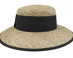 Cloche Seagras Natural/Black Straw Hat - Seeberger