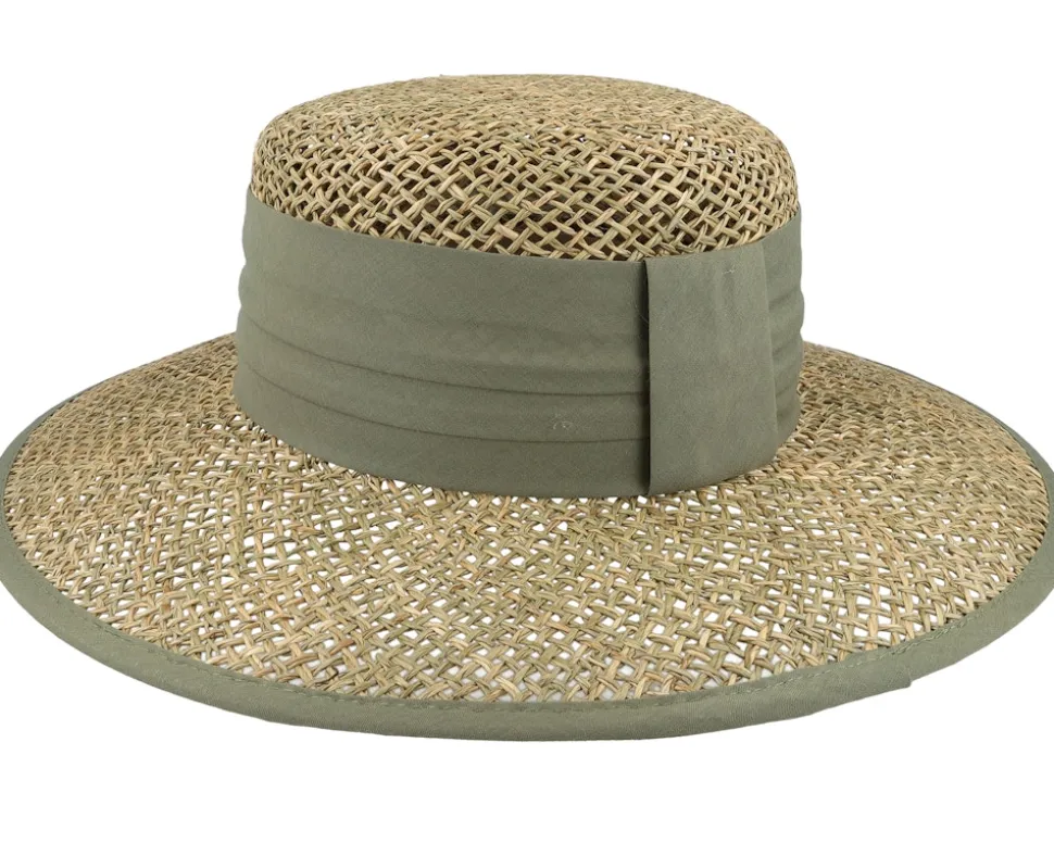 Cloche Seagras Natural/Khaki Straw Hat - Seeberger
