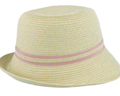 Cloche With Ribbon Trimming Honey-Powder Red Straw Hat - Seeberger