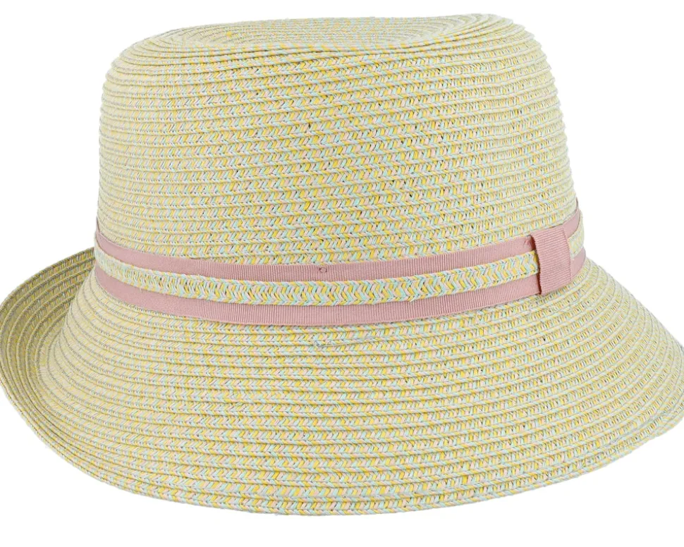 Cloche With Ribbon Trimming Honey-Powder Red Straw Hat - Seeberger