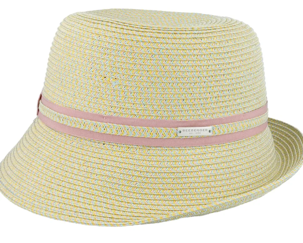 Cloche With Ribbon Trimming Honey-Powder Red Straw Hat - Seeberger