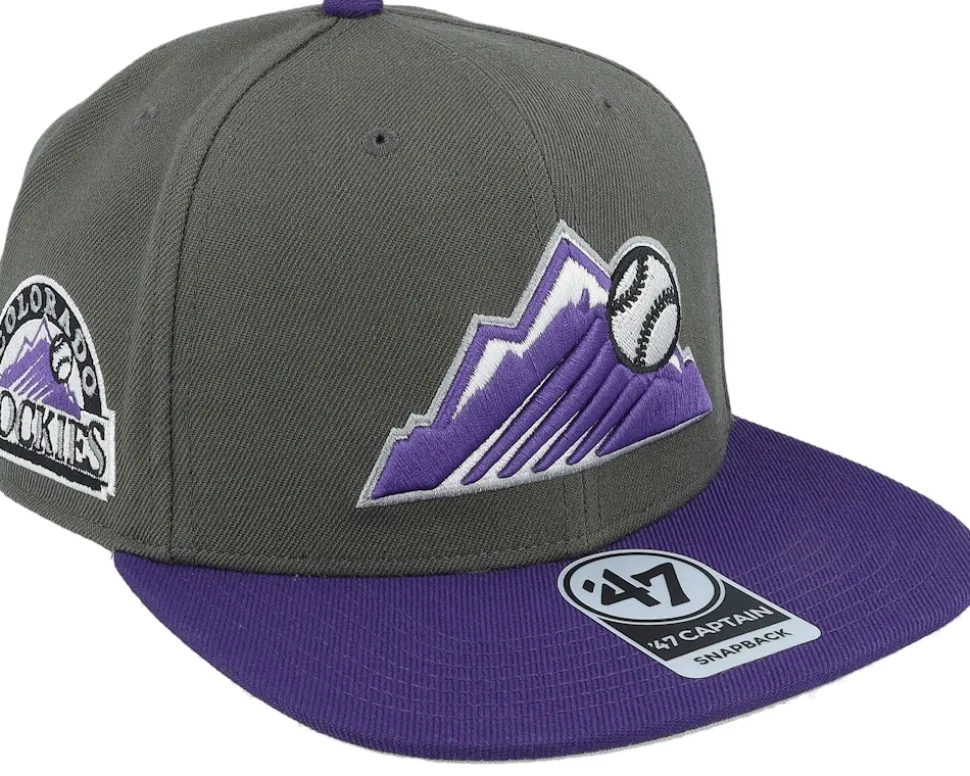 Colorado Rockies Sure Shot Two Tone Captain Charcoal/Purple Snapback - 47 Brand