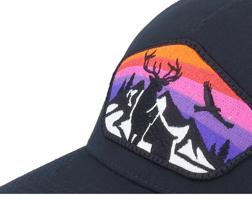 Colorful Deer Big Patch Black A-frame Trucker - Iconic