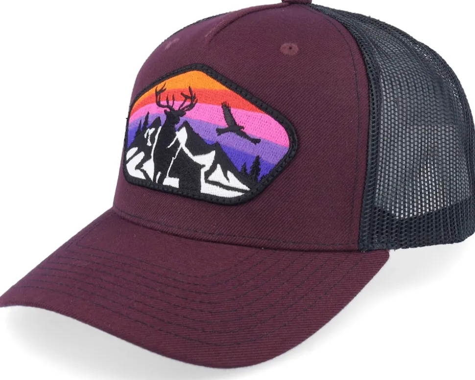 Colorful Deer Big Patch Plum/Black A-frame Trucker - Iconic