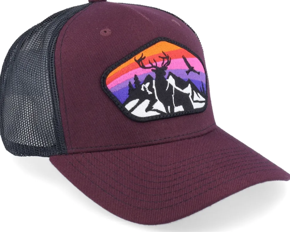 Colorful Deer Big Patch Plum/Black A-frame Trucker - Iconic