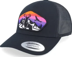Colorful Deer Big Patch Plum/Black A-frame Trucker - Iconic