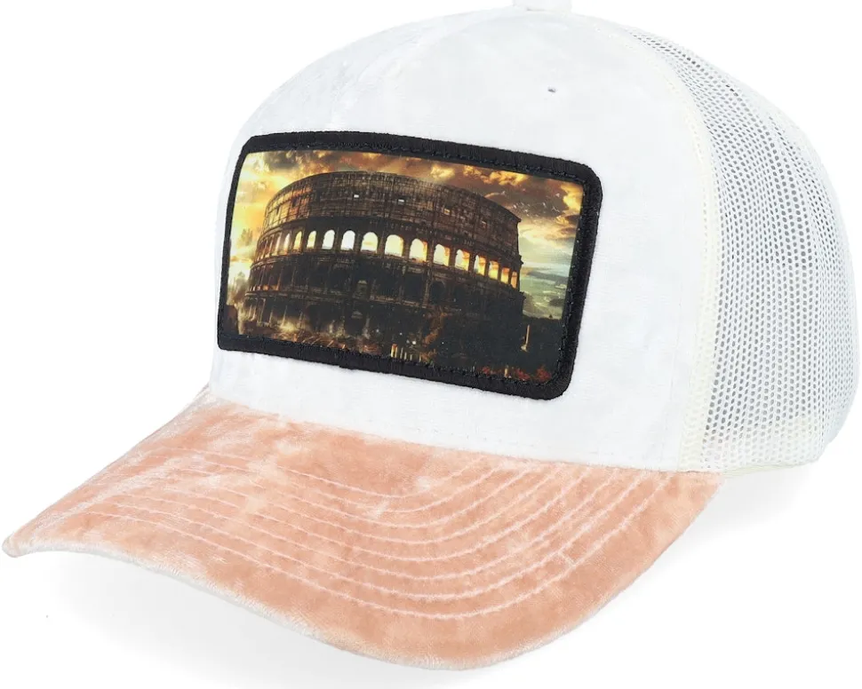 Colosseum At Its Peak Velvet White/Peach/Ivory A-Frame Trucker - Calza Pennello