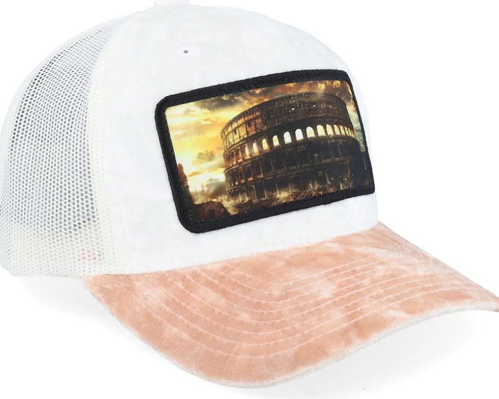 Colosseum At Its Peak Velvet White/Peach/Ivory A-Frame Trucker - Calza Pennello