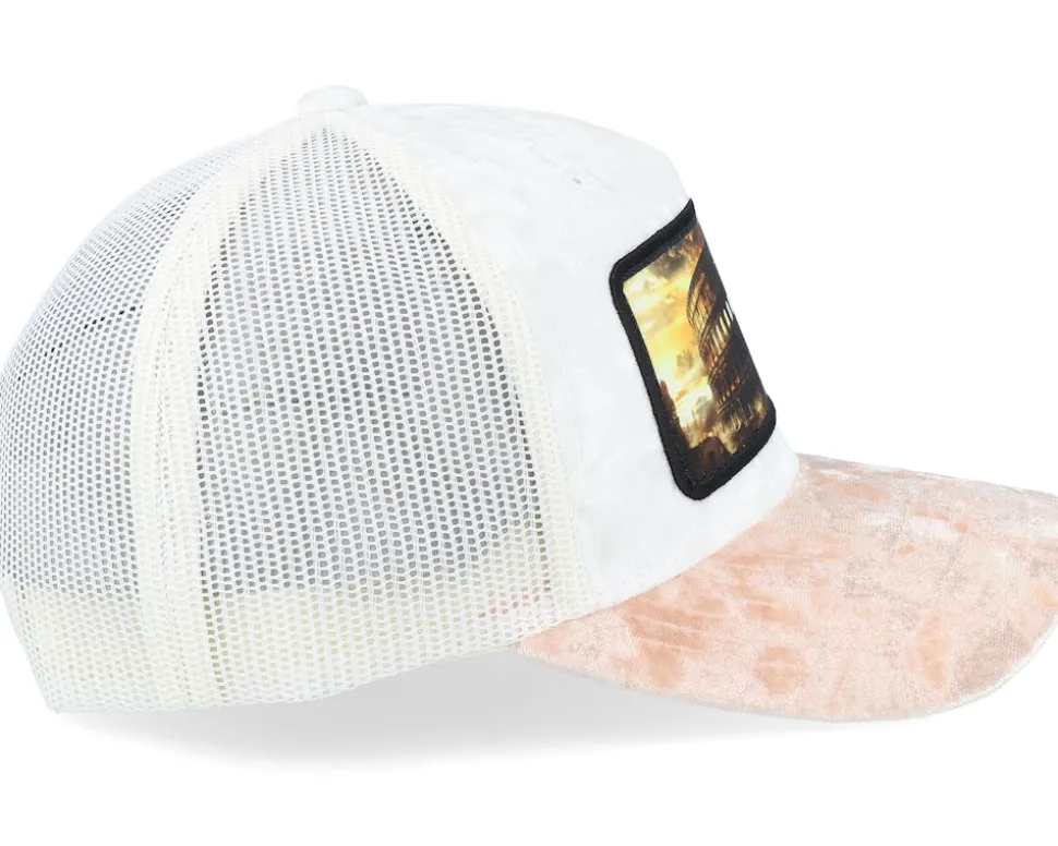 Colosseum At Its Peak Velvet White/Peach/Ivory A-Frame Trucker - Calza Pennello