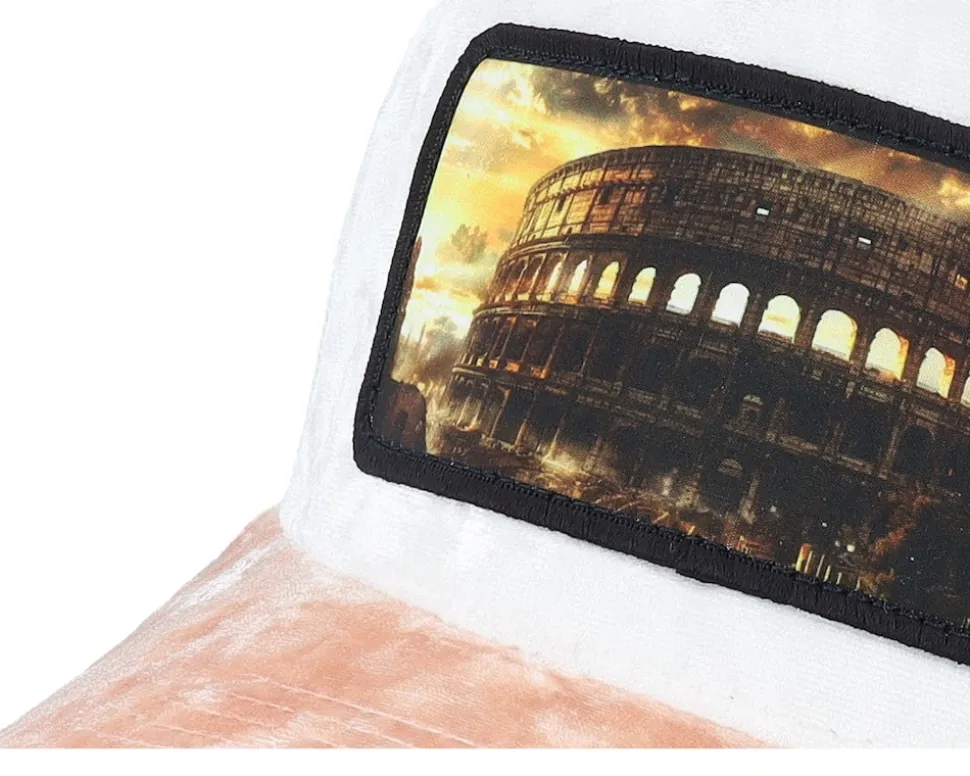 Colosseum At Its Peak Velvet White/Peach/Ivory A-Frame Trucker - Calza Pennello
