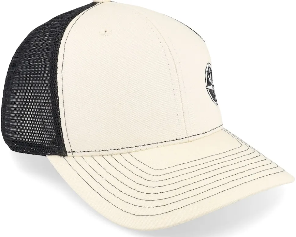 Compass Rose Ivory/Black Contrast Stitch Trucker - Wild Spirit