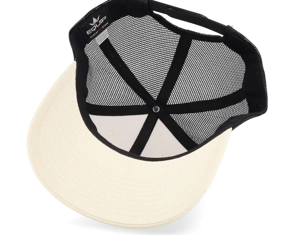 Compass Rose Ivory/Black Contrast Stitch Trucker - Wild Spirit