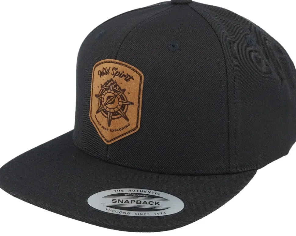 Compass Shield Brown Patch Black Snapback - Wild Spirit