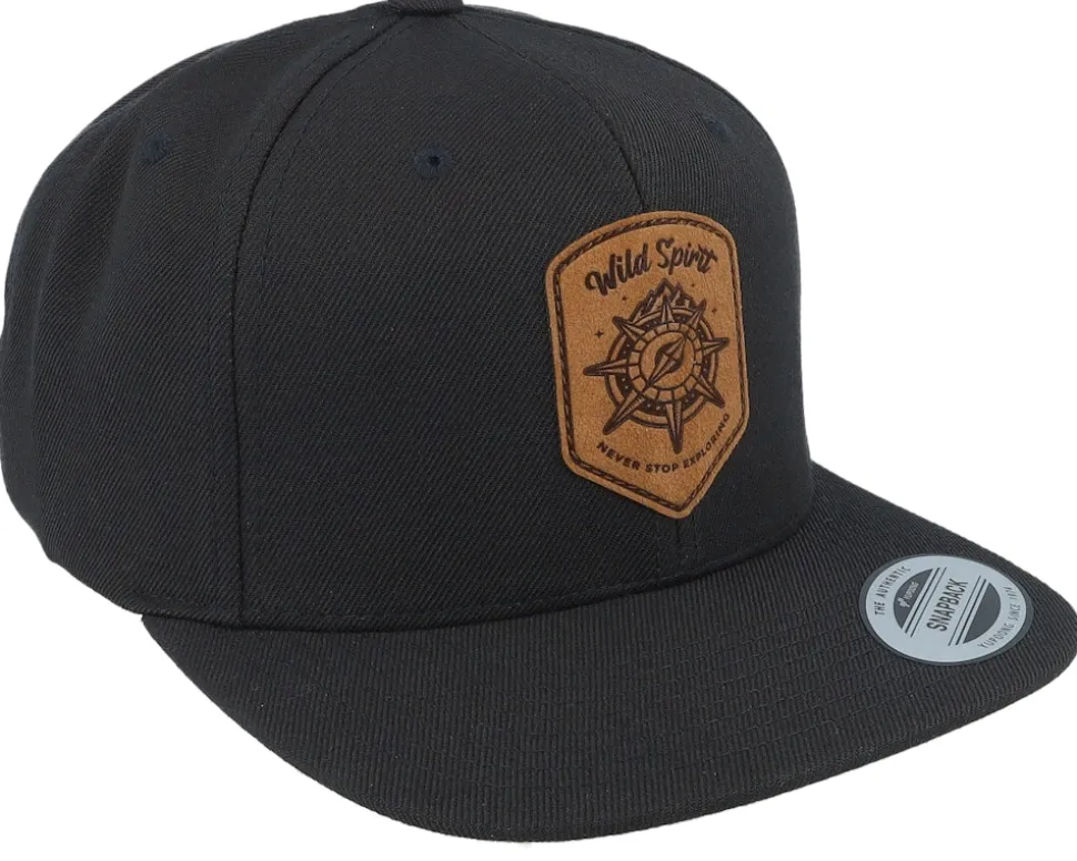 Compass Shield Brown Patch Black Snapback - Wild Spirit