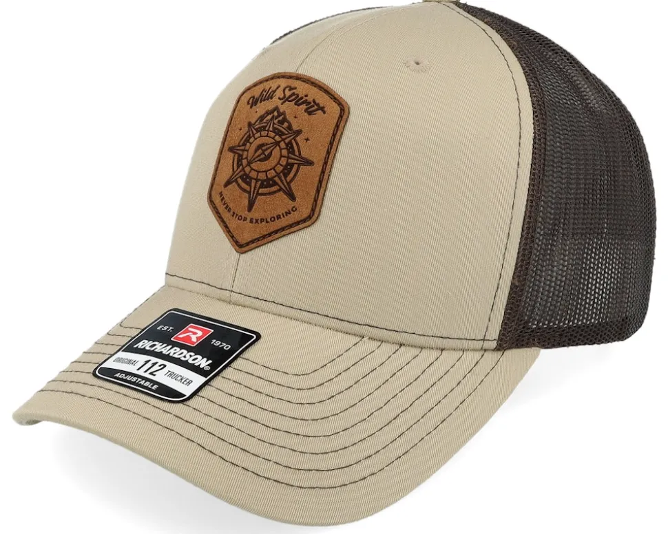 Compass Shield Brown Patch Khaki/Coffee Trucker - Wild Spirit