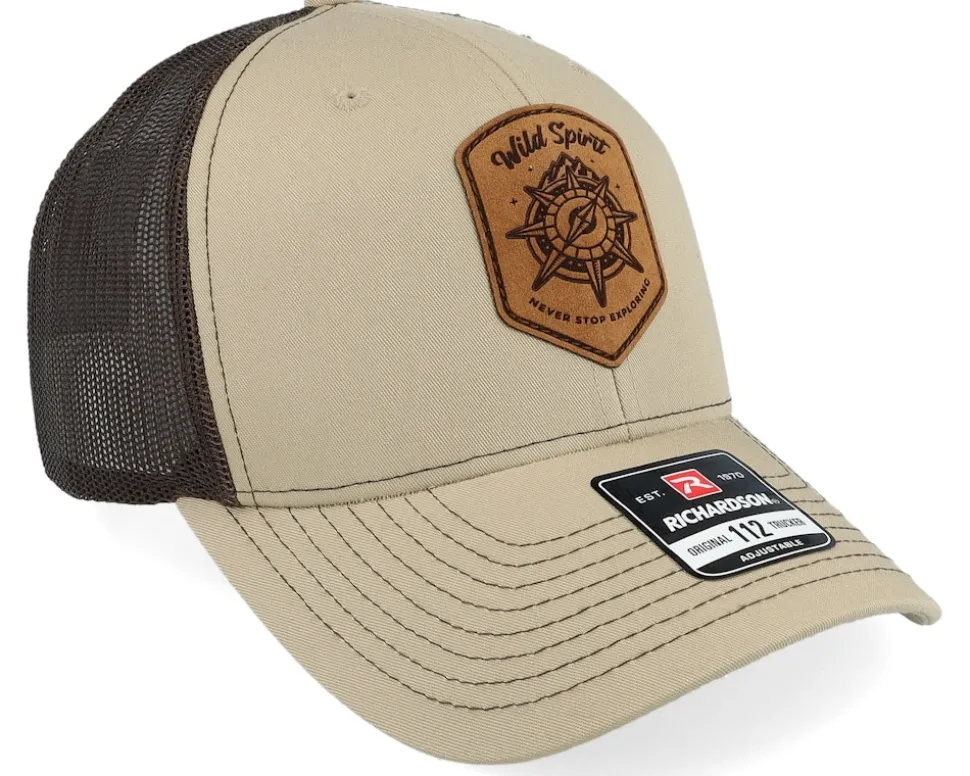 Compass Shield Brown Patch Khaki/Coffee Trucker - Wild Spirit