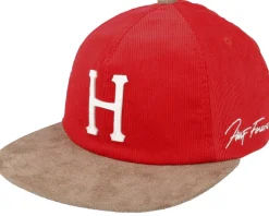 Corduroy Classic H 5 Panel Red Strapback - HUF
