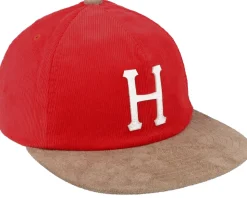 Corduroy Classic H 5 Panel Red Strapback - HUF