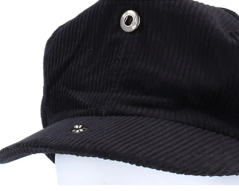 Corduroy Newsboy Cap Black Flat Cap - Jaxon & James