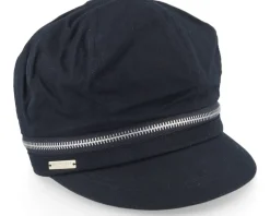 Cotton Fabirc Balloon Cap With Zipper Black Visor Vega Cap - Seeberger