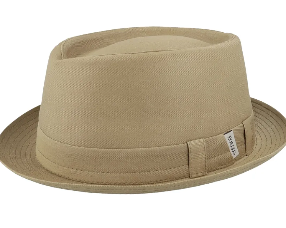 Cotton Khaki Pork Pie - Stetson