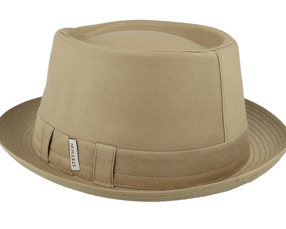 Cotton Khaki Pork Pie - Stetson