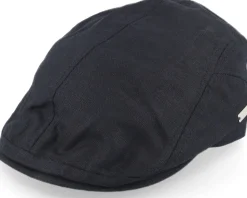 Cotton Linen Ivy Cap Black Flat Cap - Seeberger