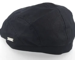 Cotton Linen Ivy Cap Black Flat Cap - Seeberger