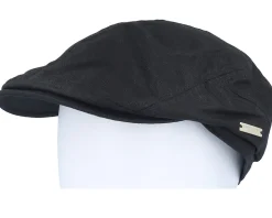 Cotton Linen Ivy Cap Black Flat Cap - Seeberger