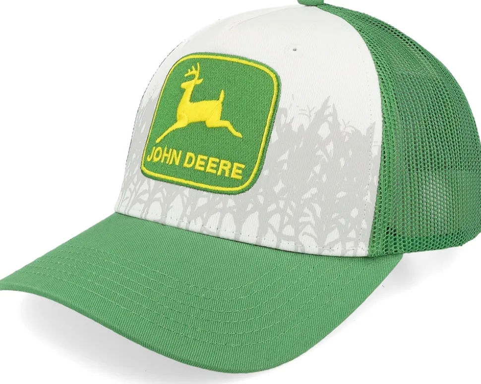 Cotton Twill Mesh Green/White A-Frame Trucker - John Deere
