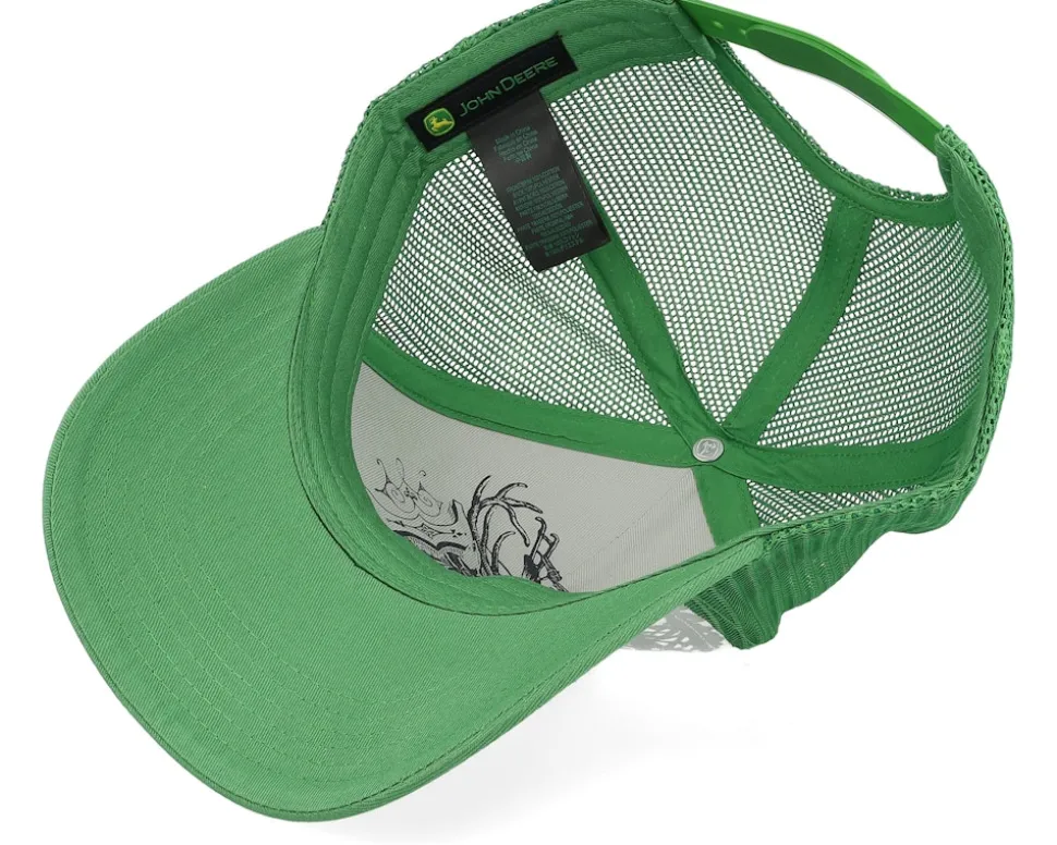 Cotton Twill Mesh Green/White A-Frame Trucker - John Deere