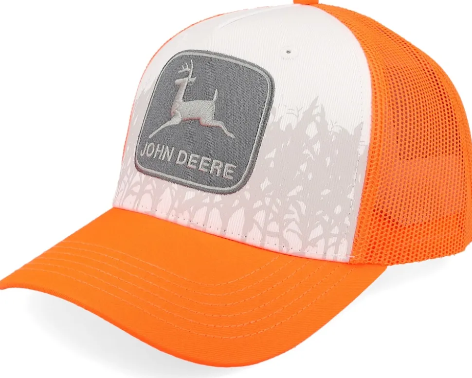 Cotton Twill Mesh Orange/White Trucker - John Deere
