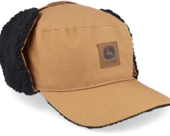 Cotton/Faux Fur Lining Hat Coyote Brown Earflap - John Deere