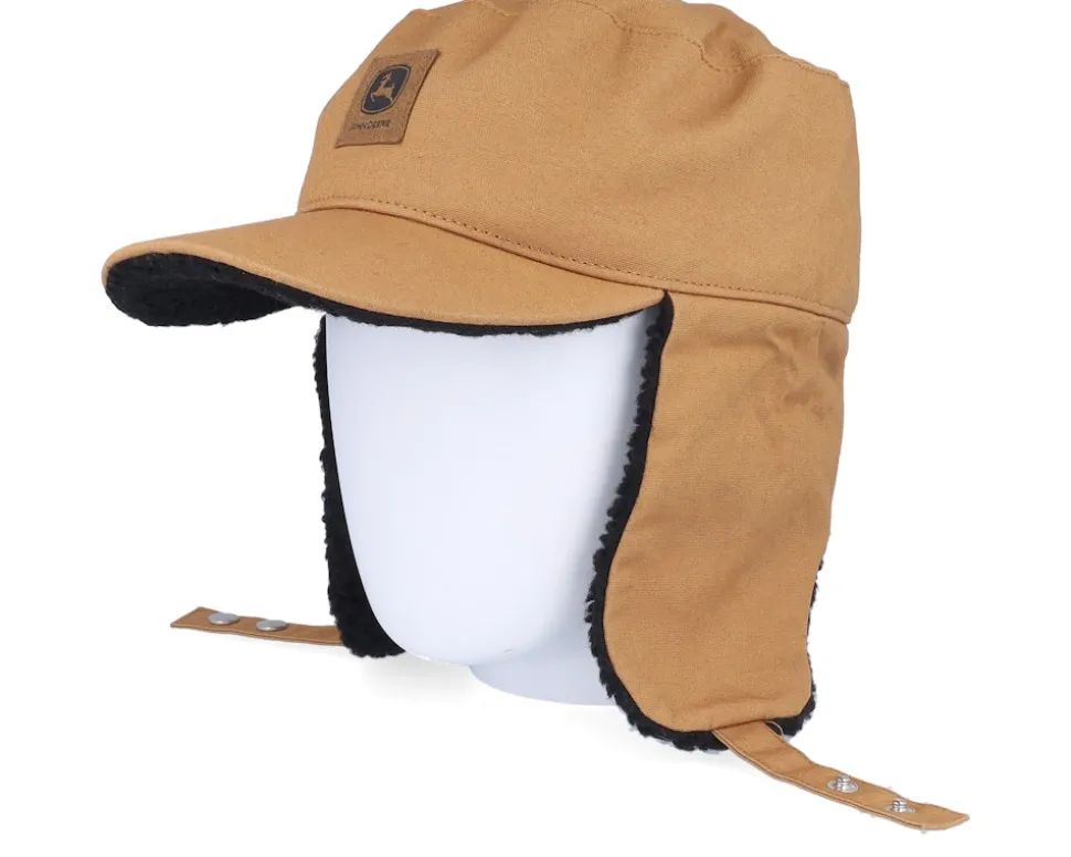Cotton/Faux Fur Lining Hat Coyote Brown Earflap - John Deere