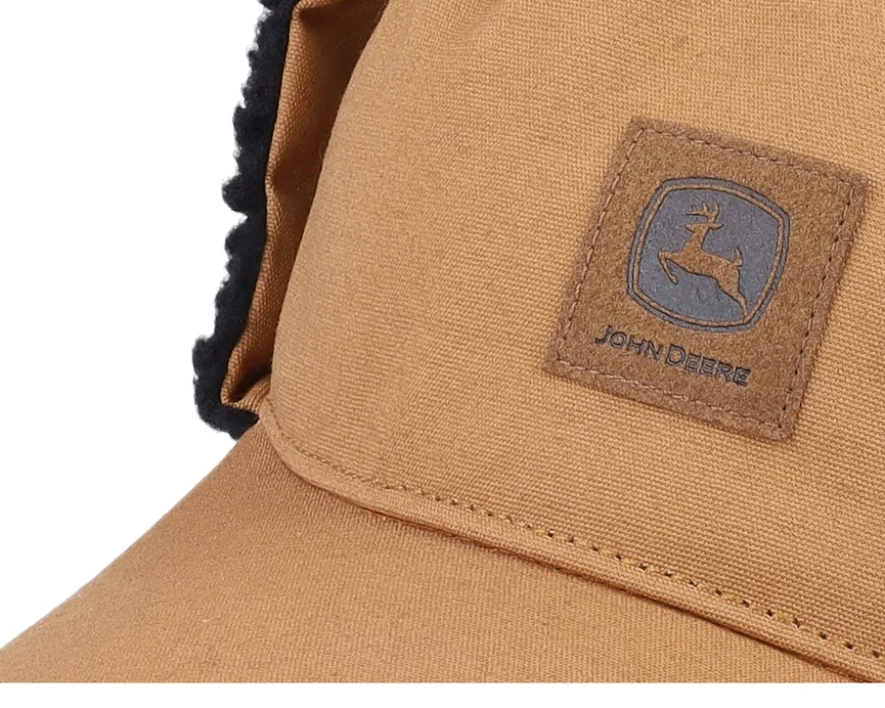 Cotton/Faux Fur Lining Hat Coyote Brown Earflap - John Deere