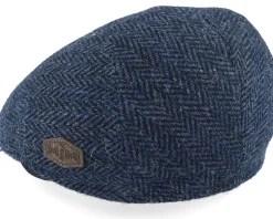 Country Harris Tweed Blue Hr Flat Cap - MJM Hats
