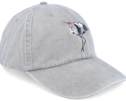 Crane Embroidery Grey Dad Cap - Wild Spirit
