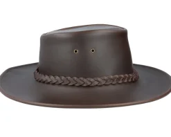 Crushable Leather Outback Hat Brown Traveler - Jaxon & James