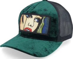 Crying Girl Pop Art Velvet Navy/Black A-Frame Trucker - Calza Pennello