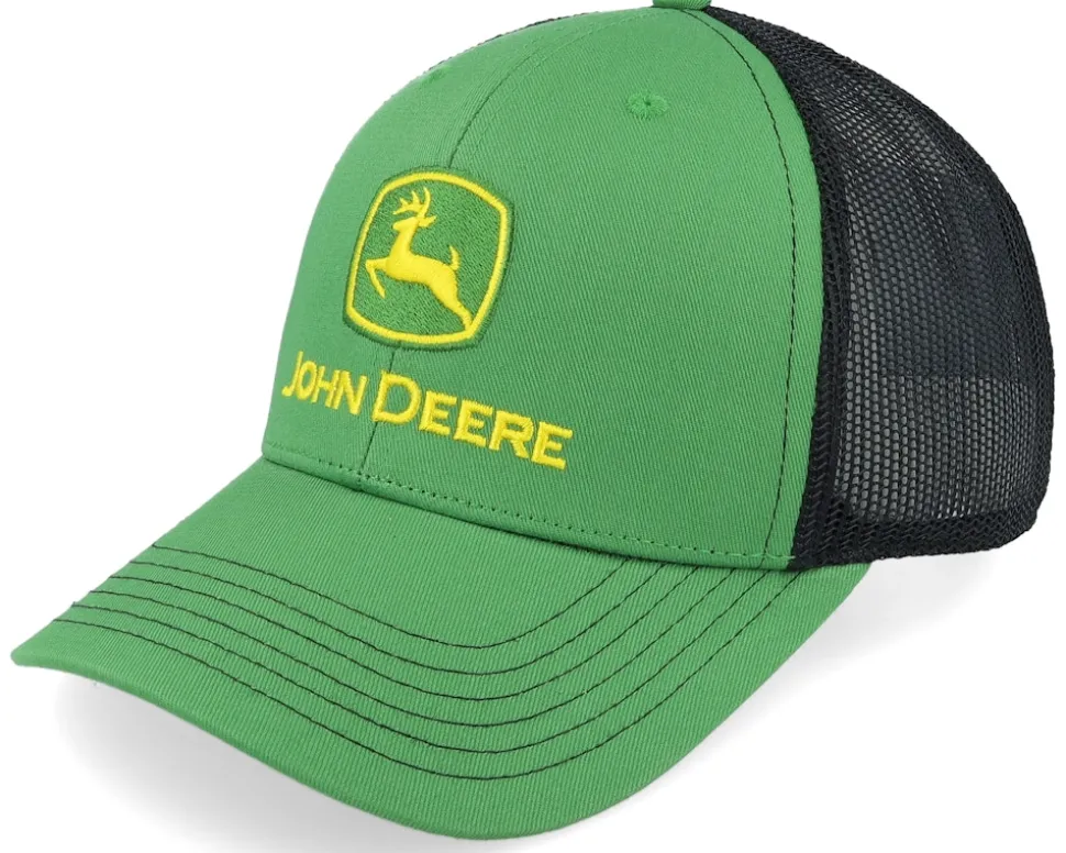 Current Embroidery Black/Green Trucker - John Deere