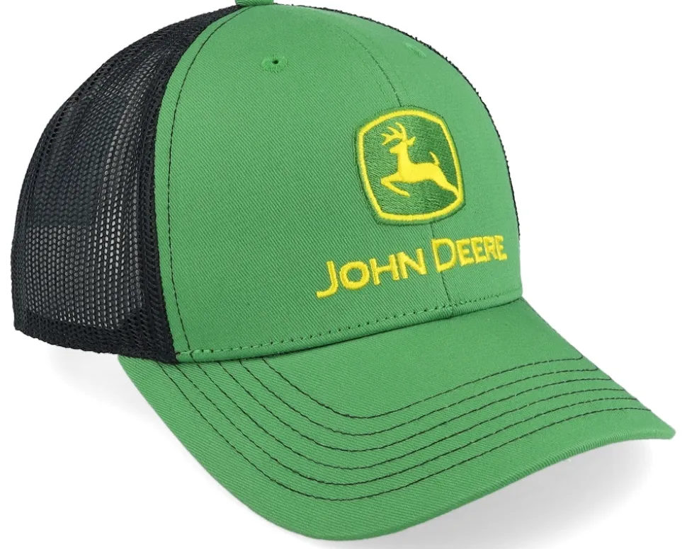 Current Embroidery Black/Green Trucker - John Deere