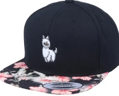 Cute Llama Black/Floral Red Snapback - Iconic