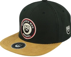 3D Logo Patch Black/Suede Snapback - Bearded Man