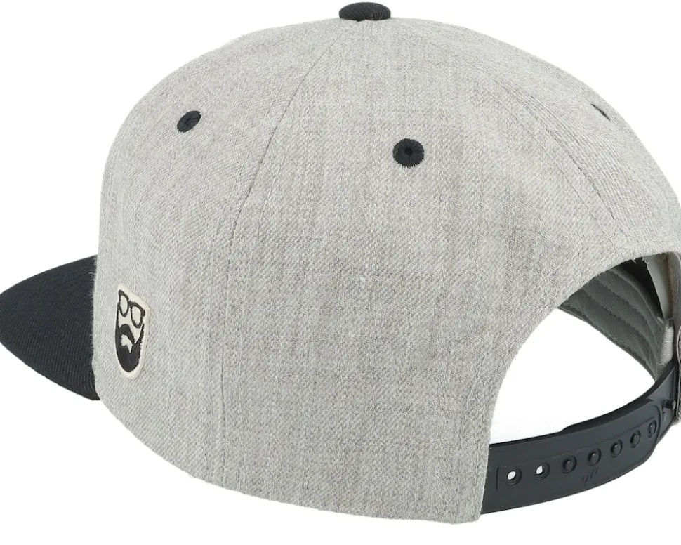 3D Logo Patch Heather Grey/Black Snapback - Bearded Man