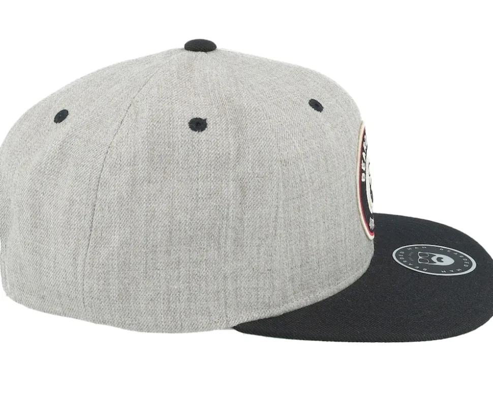 3D Logo Patch Heather Grey/Black Snapback - Bearded Man